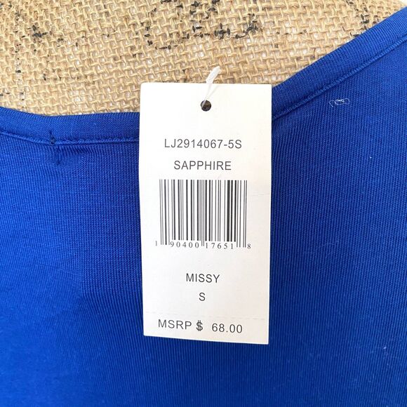 NWT Design History Rhinestone Tee Sapphire Blue Hi Low Slouchy Size Small - Picture 3 of 4